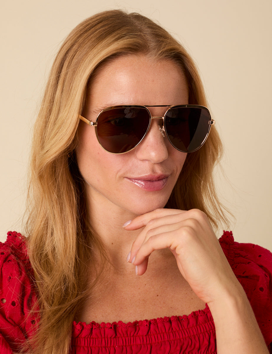 Gold Aviator Amelia Sunglasses