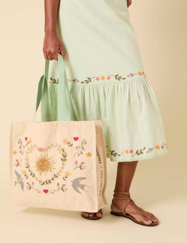 Elizabeth Scarlett Floral Printed Canvas Tote Bag
