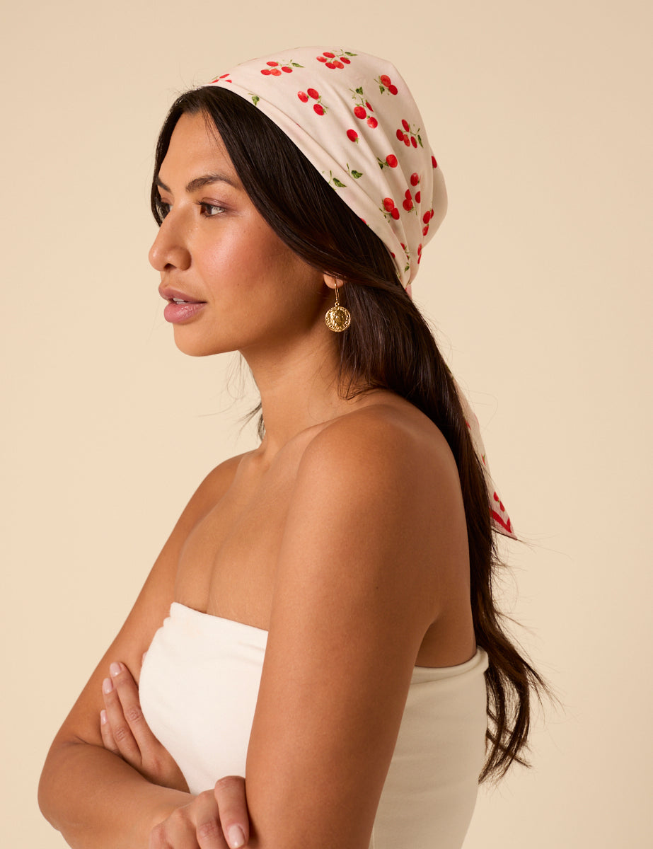 White Tomato Print Scarf