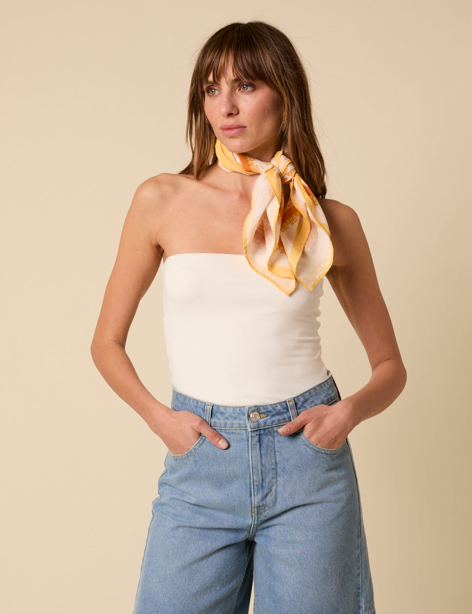 Yellow Floral Printed Scarf