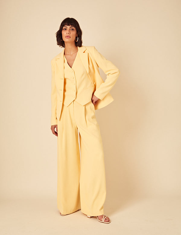 Butter Yellow Wide Leg Trousers