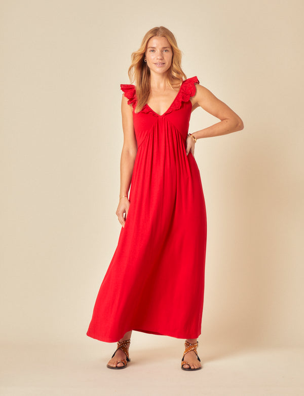 Red Jojo Sweetheart Maxi Dress
