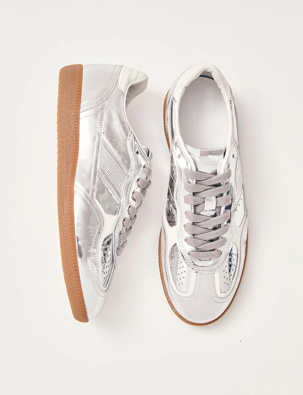 Alohas Rife Shimmer Silver Leather Trainers