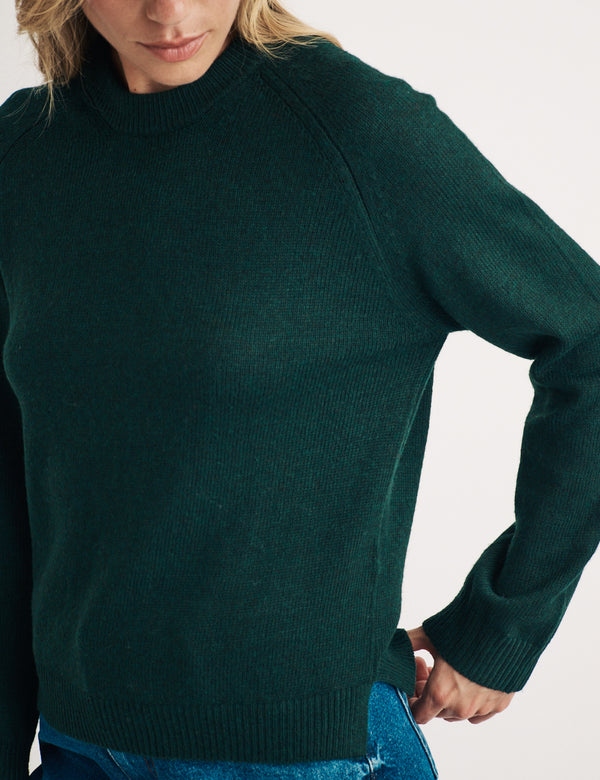 Dark Green Crew Neck Knitted Jumper
