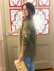 Elizabeth Scarlett Green Denim Embroidered Shacket
