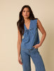 Blue Denim Sleeveless Birdie Top