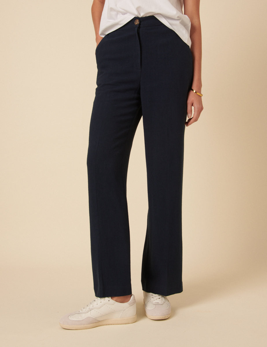 Navy Marion Straight Leg Trousers